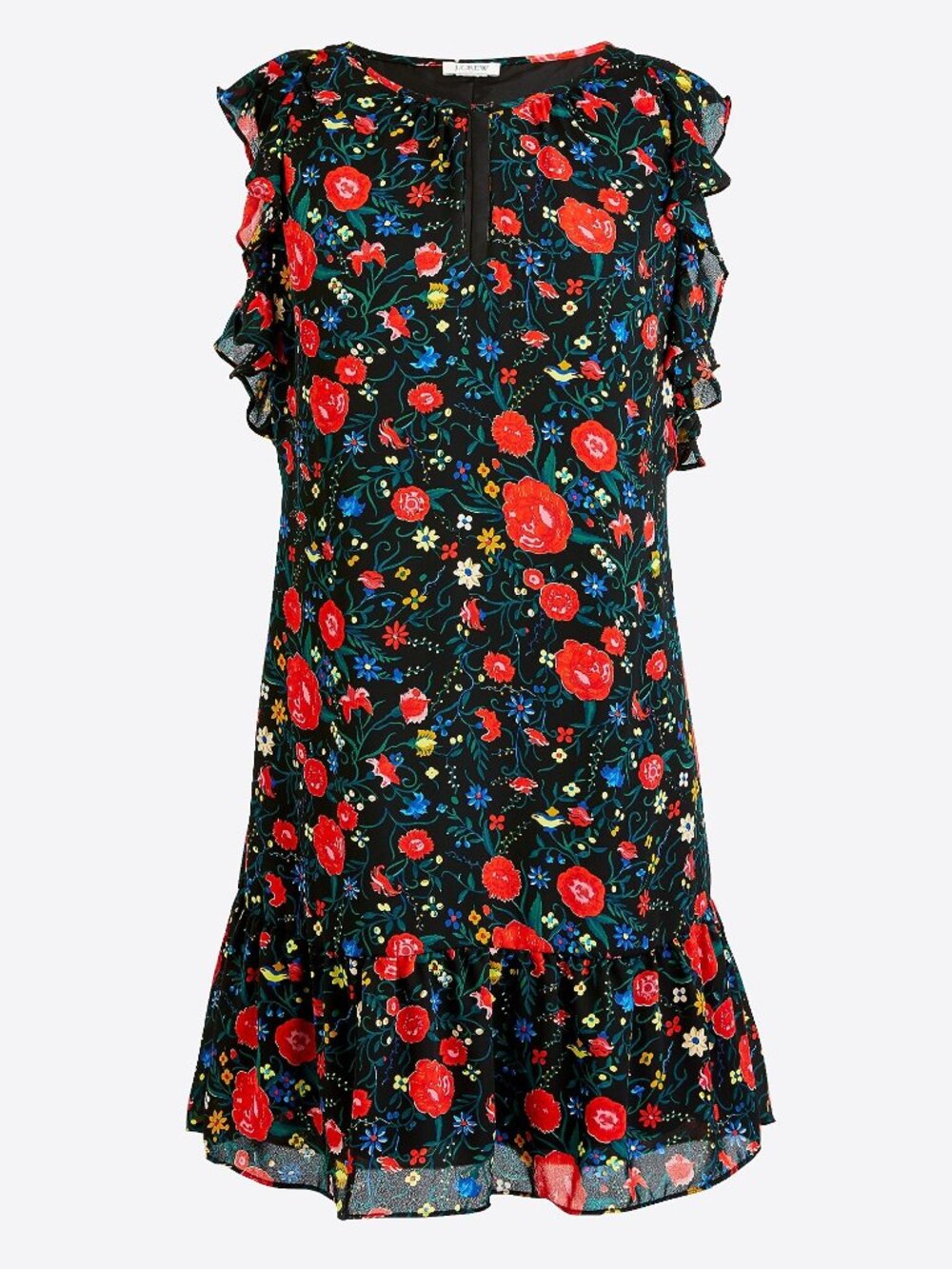 NWT J. Crew Size XS Printed Ruffle Flounce Hem Sleeveless Floral Mini Dress NEW